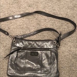Metallic silver coach poppy crossbody